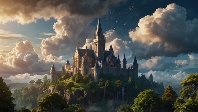 A magical academy nestled in the clouds game art