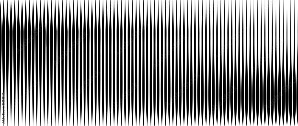 Poster Line halftone gradient texture. Vibrating vertical gradation background. Repeated stripe pattern backdrop. Black parallel thin to thick stripe moire backdrop for overlay, print, cover. Vector