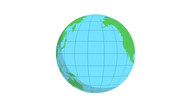 Animated Globe Rotating, looping Animation,  Alpha channel, transparent background. 4K resolution