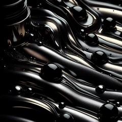 Abstract black and gold marble pattern. Fantasy fractal texture. Digital art. 3D rendering generated by ai