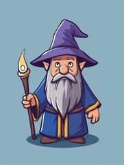 Front view of a funny wizard