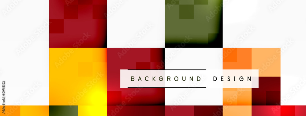 Poster Vibrant colorfulness shines through the pattern of rectangles in various tints and shades like magenta and electric blue on a symmetrical white background