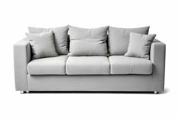 Grey sofa with 4 pillows modern style isolated on white background ,included Clipping path