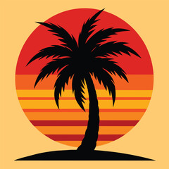 Palm Tree Sunset vector design