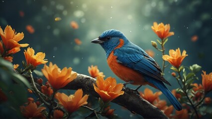 Fototapeta premium 3D wallpaper design for beautiful bird