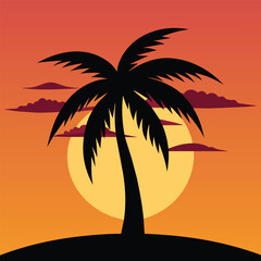Palm Tree Sunset vector design