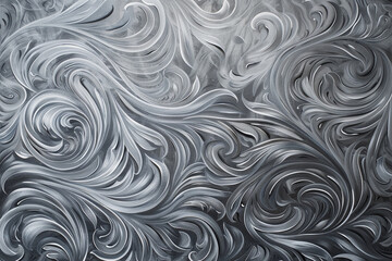 An abstract painting, intricate Thai patterns swirling in shades of gray