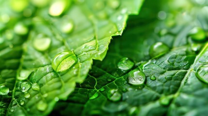 water drops on green leaf. Generated AI