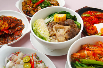 Freshly cooked assorted Filipino Food