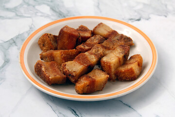 Freshly cooked Filipino food called Lechon Kawali