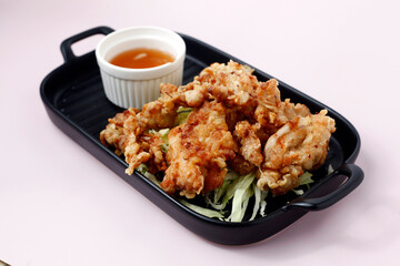 Freshly cooked Japanese food called Karaage Chicken