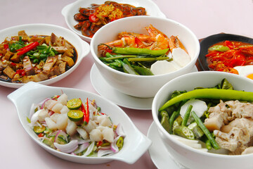 Freshly cooked assorted Filipino Food