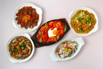 Freshly cooked assorted Filipino Food