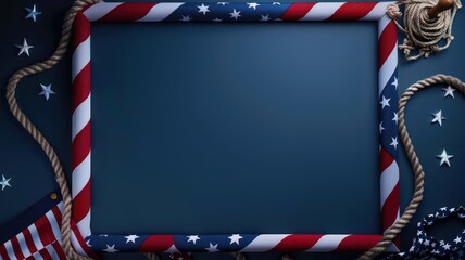 Rectangle navy frame, American navy elements, USA flag elements background. Happy 4th of July of Independent day for holiday celebrations. background. For USA Labor day celebration. 