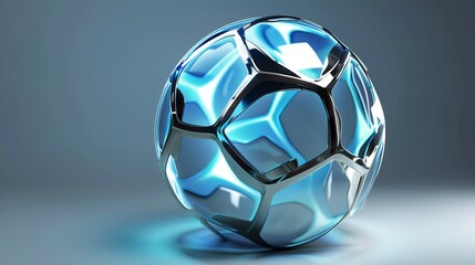 Naklejka premium A futuristic abstract soccer ball rendered in 3D.