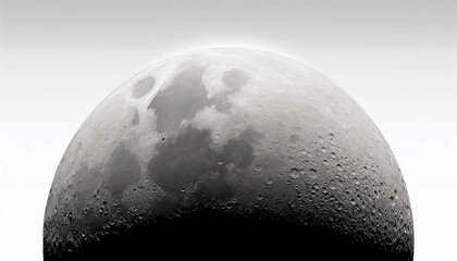 Naklejka premium The moon's horizon against a pure white background