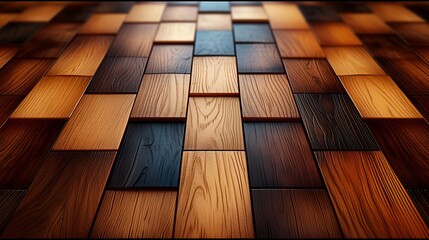 Oak hardwood floor 3-d style  - polished and shiny - low angle shot - abstract art 