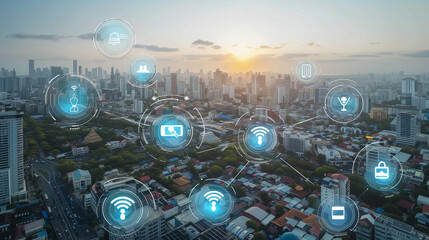 IoT, internet technology, digital development. 