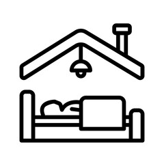 Vector black line icon for Lodging