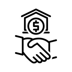 Vector black line icon for Home loan brokerage