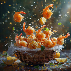 Fried Shrimp Basket with a Splash of Lemon Essence