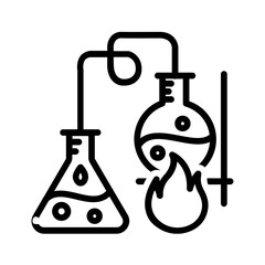 Vector black line icon for Distillation
