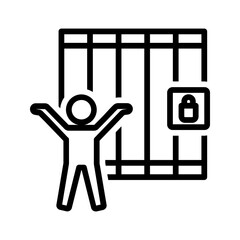 Vector black line icon for Prison release - obrazy, fototapety, plakaty