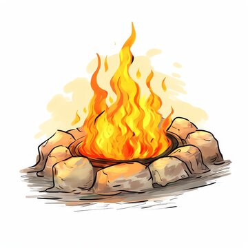 fire pit, glowing fire pit