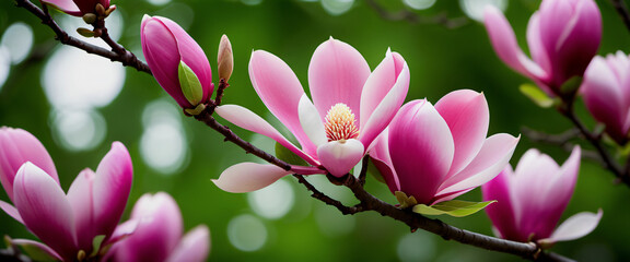 Spring's Splendor Vibrant Pink Magnolia in Bloom