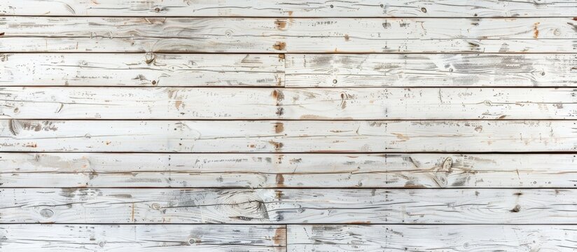 Close-up view of a wooden wall painted white with peeling paint showing signs of wear and tear