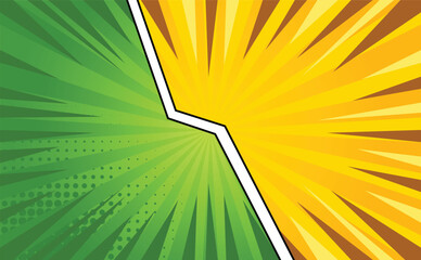 Fototapeta premium Green Yellow Comic Cartoon Background Design Vector Template
