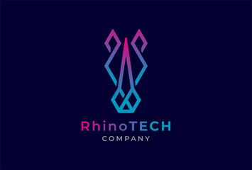 Rhino Tech Logo design inspiration, suitable for technology, brand and company logo design, vector illustration
