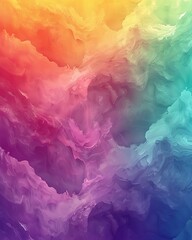 Seamless gradient background, artistically blending from green lime to lemon yellow, orange, concluding in beige purple, and violet to jade teal and beige