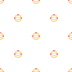 Seamless pattern with emoji, smiles in love, messages, social media elements. Chatting concept. Fabric texture, textile design in flat style on white background. Love concept