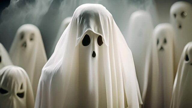 Group of Ghosts Standing Together Generative AI