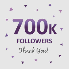 illustration for 700k followers on social media. commemorative and thank you text. 700k followers design. vector art for social networks. number of followers.