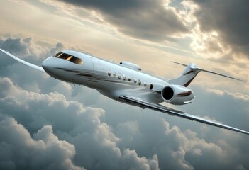 Obraz premium 'jet private clouds air background aerodrome wing wealthy fly take nobody expensive white travel corporate business holiday wealth orange millionaire luxury summer engine cloud gear'