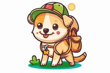 cute dog cartoon vitage design hike for POD print on demand white background.