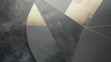 Blank mockup of a geometric mouse pad in shades of gray and gold. .