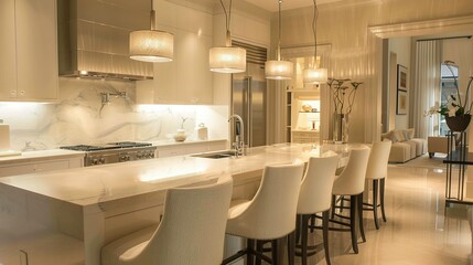 Refined Comfort: Clean Design with Illuminated Bar Seating