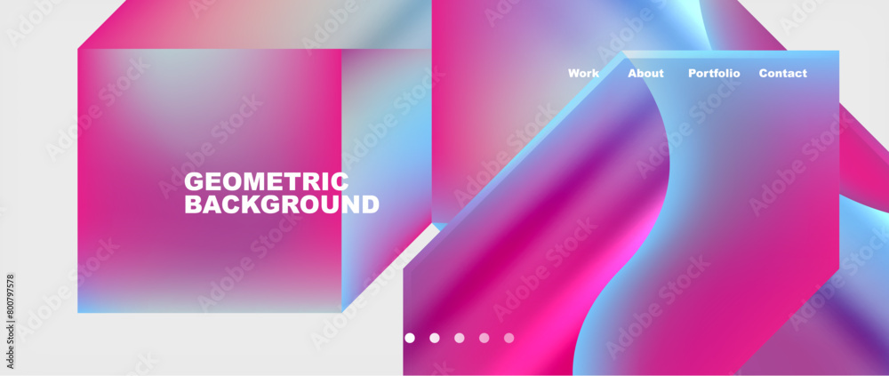 Poster the background features a gradient of purple and blue colors, creating a geometric design with recta