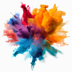 A colorful smoke explosion isolated on white background