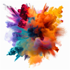 A colorful smoke explosion isolated on white background