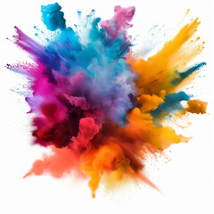 A colorful smoke explosion isolated on white background