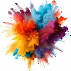 A colorful smoke explosion isolated on white background