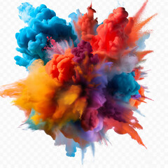 A colorful smoke explosion isolated on white background