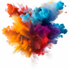 Fototapeta premium A colorful smoke explosion isolated on white background