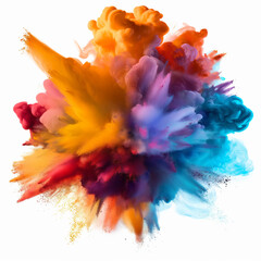 A colorful smoke explosion isolated on white background
