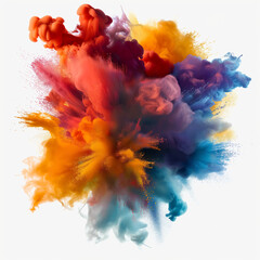 A colorful smoke explosion isolated on white background