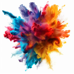 A colorful smoke explosion isolated on white background